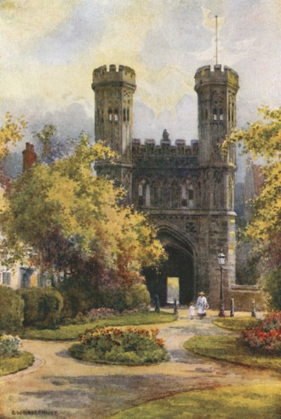 The Gateway, Abadia de Santo Agostinho (lito colorido) de Ernest William Haslehust