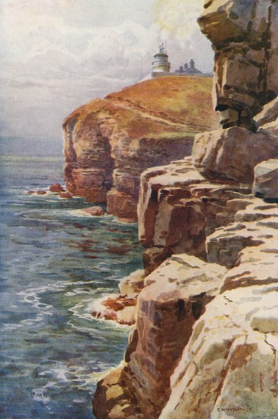 O Farol, Anvil Point (lito colorido) de Ernest William Haslehust