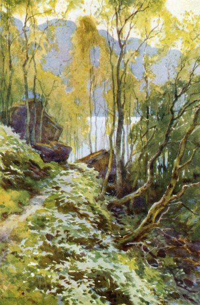 The Old Pass, Trossachs (cor litho) de Ernest William Haslehust
