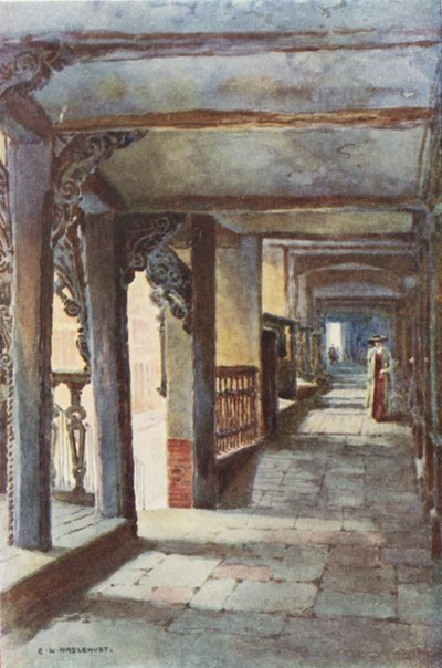 The Rows, Watergate Street (cor litho) de Ernest William Haslehust