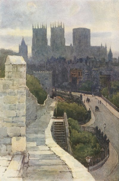 York das Paredes da Cidade (cor litho) de Ernest William Haslehust