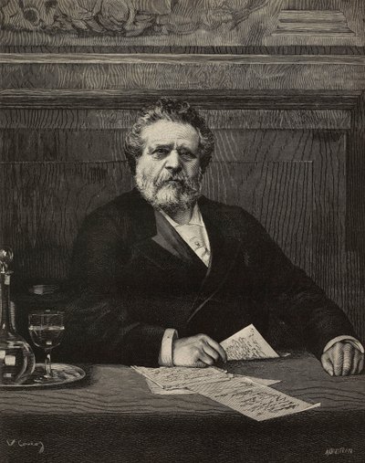 Giosue Carducci (1835-1907), poeta e escritor italiano, Prémio Nobel da Literatura em 1906, gravura de Ernesto Mancastroppa de pintura de Vittorio Corcos, de L