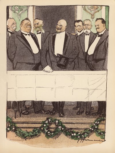Ilustração para o Berliner Balle von Rideamus (litografia a cores) de Ernst (after) Heilemann