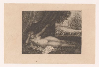 Mulher nua recortada numa cama de repouso de Ernst Buschmann