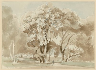 Grupo de árvores no parque da Villa Borghese, em Roma de Ernst Fries