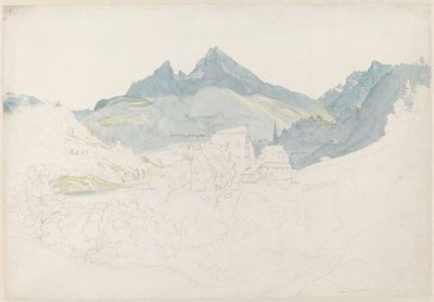 Berchtesgaden com o pico Watzmann à distância de Ernst Fries