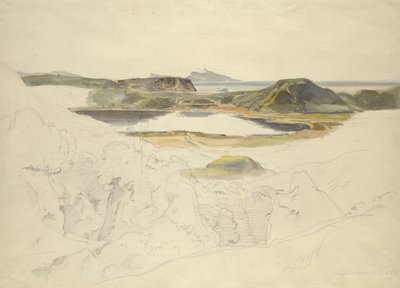 Lago Agnano (lápis e aquarela sobre papel) de Ernst Fries