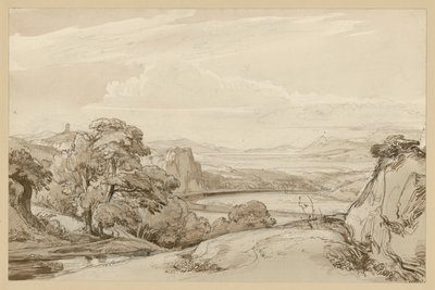 Paisagem no lago de Nemi, perto de Genzano de Ernst Fries
