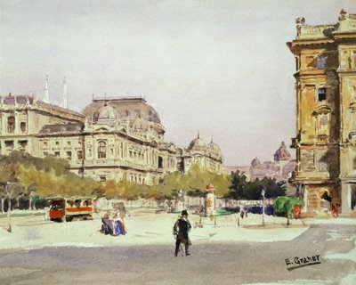Ring and Opera House in Vienna, Austria (aguarela sobre papel) de Ernst Graner
