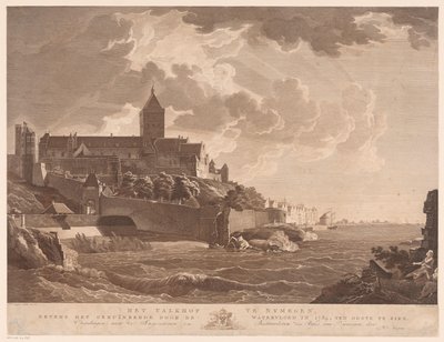 Vista do Valkhof em Nijmegen O Valkhof em Nijmegen, próximo ao arruinado pela inundação em 1784, a leste (título no objeto) de Ernst Karl Gottlieb Thelott