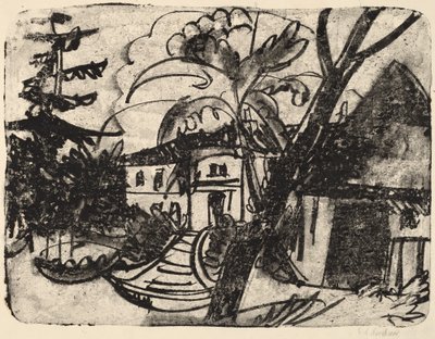 Fazenda dinamarquesa com mansão, 1912. de Ernst Ludwig Kirchner