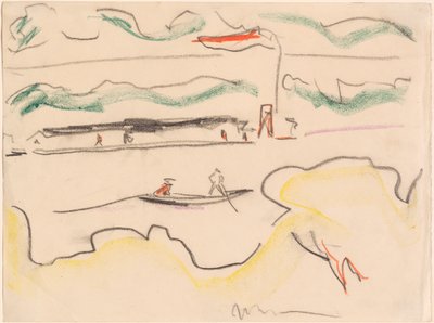 Elba paisagem perto de Dresden, 1909. de Ernst Ludwig Kirchner