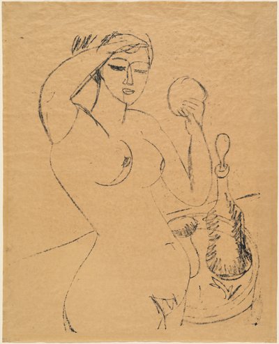 Garota Nua em seu Toilette, 1912. de Ernst Ludwig Kirchner