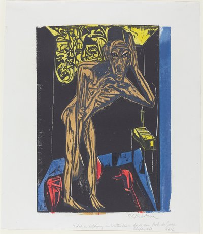 A maravilhosa história de Peter Schlemihl: Schlemihl na solidão do quarto..., 1915. de Ernst Ludwig Kirchner