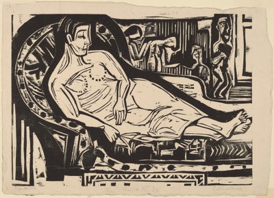 Mulher deitada em um sofá, 1926. de Ernst Ludwig Kirchner
