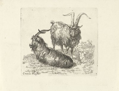 Dois carneiros num prado de Ernst Ludwig Creite