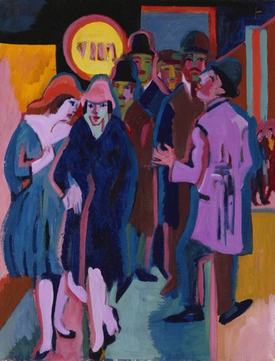 Uma cena noturna de rua, 1925 de Ernst Ludwig Kirchner