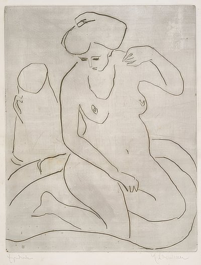 Nu na banheira com colar. 1909 de Ernst Ludwig Kirchner