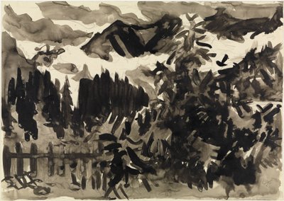 Paisagem alpina (nevoeiro nas montanhas) de Ernst Ludwig Kirchner