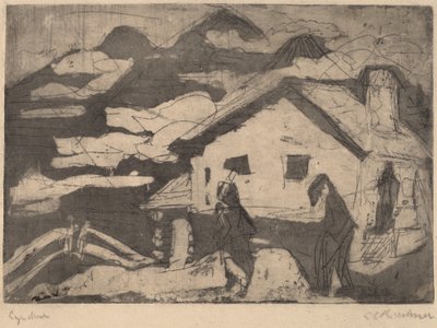 Cabanas alpinas na neblina de Ernst Ludwig Kirchner