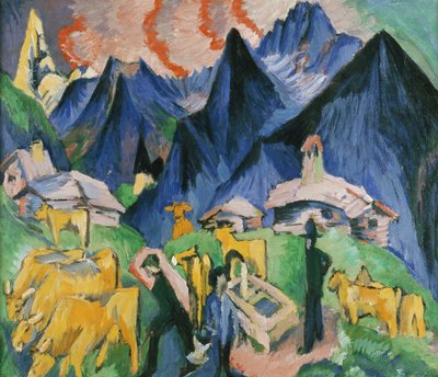 Alpleben, Triptych; Alpleben, tríptico, 1918 de Ernst Ludwig Kirchner