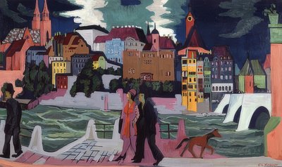 Vista de Basileia e do Reno. 1927-28 de Ernst Ludwig Kirchner