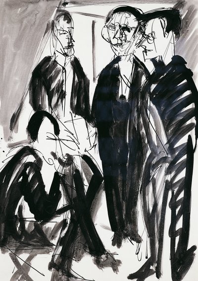 Grupo Artista e Die Brucke (A Ponte) em Dresden, de Ernst Ludwig Kirchner (1880-1938) de Ernst Ludwig Kirchner