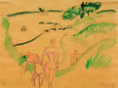 Banhistas na costa de Fehmarn de Ernst Ludwig Kirchner
