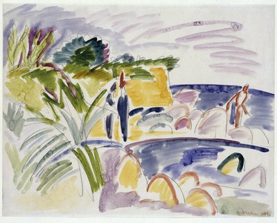 Praia em Fehmarn, 1913 de Ernst Ludwig Kirchner
