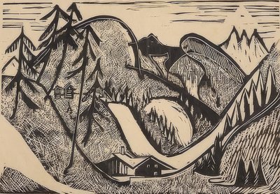 Paisagem montanhosa perto de Glarus. 1933 de Ernst Ludwig Kirchner