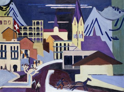 Estação Ferroviária Davos-Platz; Davos-Platz no Banhof, 1931 de Ernst Ludwig Kirchner