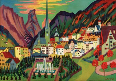 Davos com igreja. Davos no verão de Ernst Ludwig Kirchner