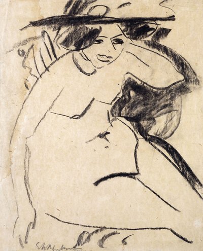 Dido com chapéu; Dido mit Hut, c.1909 de Ernst Ludwig Kirchner