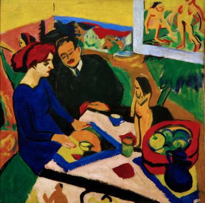 Doris e Heckel à mesa de Ernst Ludwig Kirchner