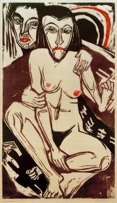 ELKirchner, melancólico (auto-retrato com Erna) de Ernst Ludwig Kirchner