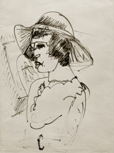 ELKirchner, retrato de Erna em um grande chapéu de Ernst Ludwig Kirchner