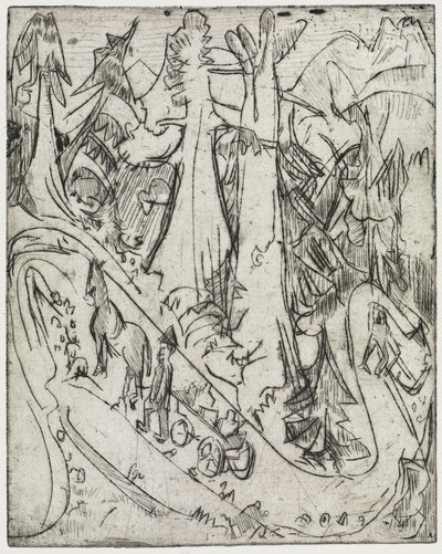 Condução de cabras/camiões de leite pela estrada de montanha de Ernst Ludwig Kirchner