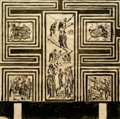 Projeto para pintar a parede longitudinal da sala de banquetes de Ernst Ludwig Kirchner