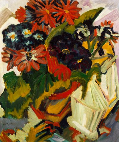 Vaso de flores e açucareiro, 1918-19 de Ernst Ludwig Kirchner