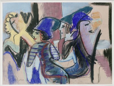 Cinco pessoas num café de Ernst Ludwig Kirchner