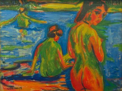 Menina tomando banho no lago de Ernst Ludwig Kirchner