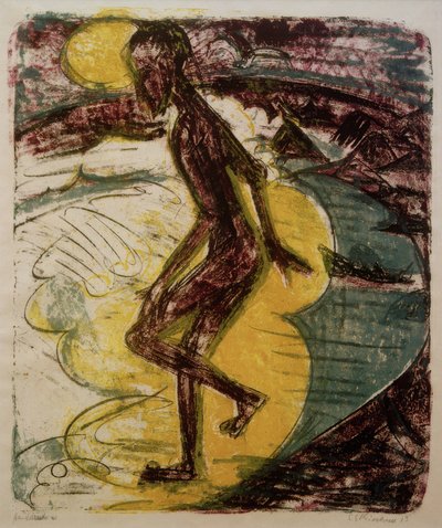 Homem subindo no mar de Ernst Ludwig Kirchner