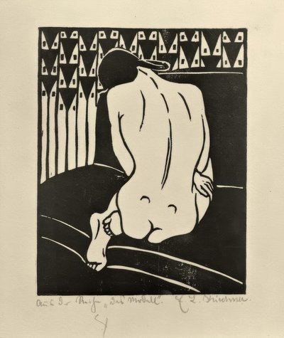 Ato de encolhimento, visto de trás de Ernst Ludwig Kirchner