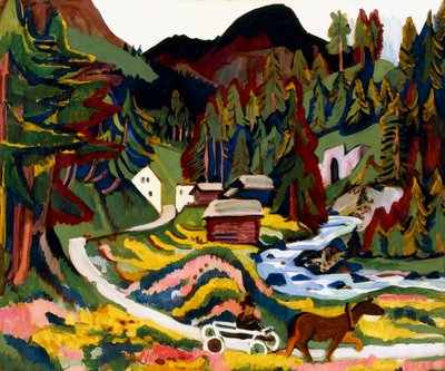 Paisagem na primavera, Sertig, 1924-25 de Ernst Ludwig Kirchner