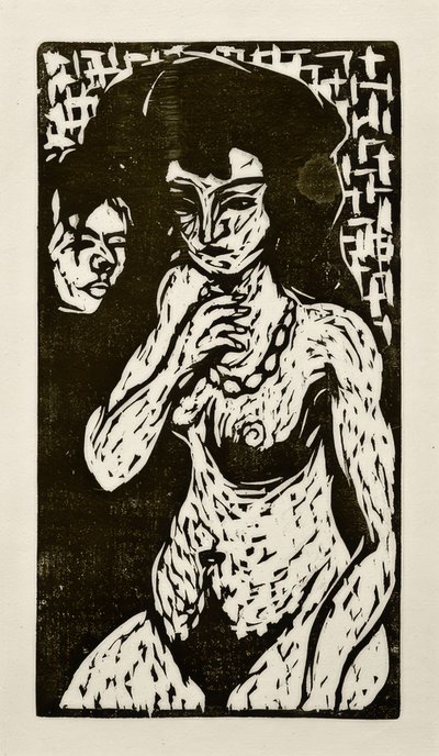Nu da menina com auto-retrato de Ernst Ludwig Kirchner