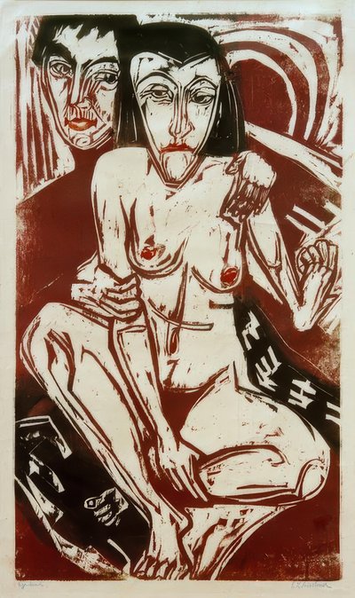 Melancolia (auto-retrato com Erna) de Ernst Ludwig Kirchner