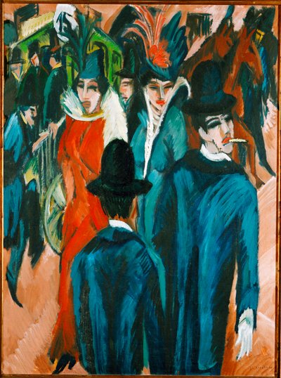 Pessoas na rua (óleo sobre tela) de Ernst Ludwig Kirchner