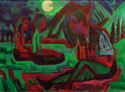 Mondnacht; Handorgler in Mondnacht de Ernst Ludwig Kirchner