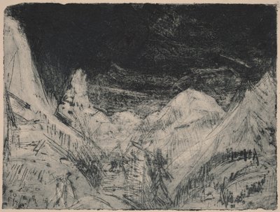 Paisagem montanhosa com pequenos cortadores de relva de Ernst Ludwig Kirchner