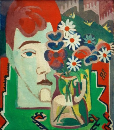 Miller cabeça com flores de Ernst Ludwig Kirchner